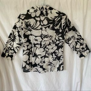 White & black floral button down